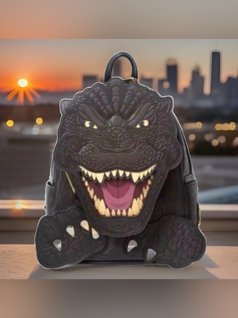 NEW Loungefly GODZILLA Cosplay Black Glow in the Dark Backpack BAM Exclusive